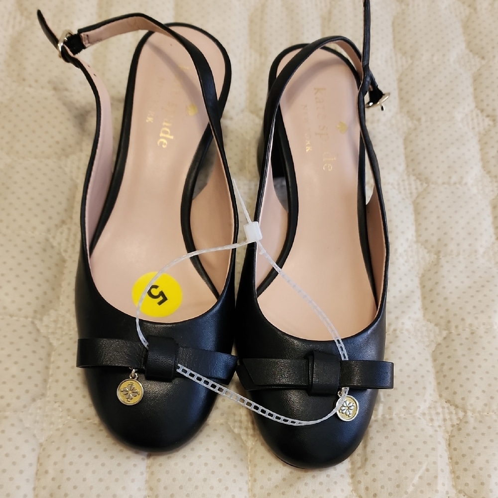 Kate Spade Black Slingback Heels with Bow